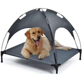 Outdoor Portable Grey Pet Dog Bed With Awning