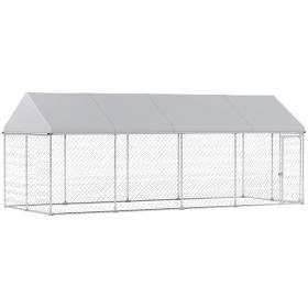 Heavy Duty Outdoor Dog Kennel With Waterproof Roof, Secure Latch, Chain Link Dog Run For Backyard, 19.7 X 7.5 X 7.9