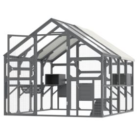 Large Catio Outdoor Cat Enclosure For Multiple Kittens, Wooden Cat House With 5 Platforms, 2 Resting Boxes, 1 Bridge And 1 Ramp, Walk In Kitty Ca (Option: Gray)