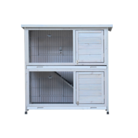 Rabbit Hutch Outdoor, 2-Story Rabbit Cage Indoor With Run, Bunny Cage With 2 Removable No-Leak Trays, Pet Cages With Non-Slip Ramp, Waterproof Ro (Option: Gray)