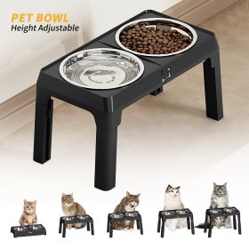 Height Adjustable Stainless Steel Buttons For Dogs - Anti-Slip Feeding Station For Small And Medium Dogs - Ergonomically Designed For Healthy Eat (Color: Black)