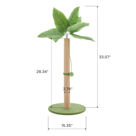 Cat Scratching Post, 33 Cat Scratcher Tall Scratching Posts With Dangling Ball For Indoor Cats (Color: Green)