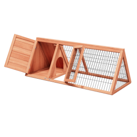 Small Chicken Coop Outdoor A-Frame Quail Cage With 2 Door & Run Cage Wooden Triangle Quail Hutch With Ventilating Wire Poultry Hutch For Small An (Option: Natural wood color)