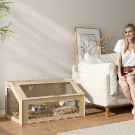 39 Inch Hamster Cage Habitat With Acrylic Window & Openable Top For  Hamster (Option: Wood)